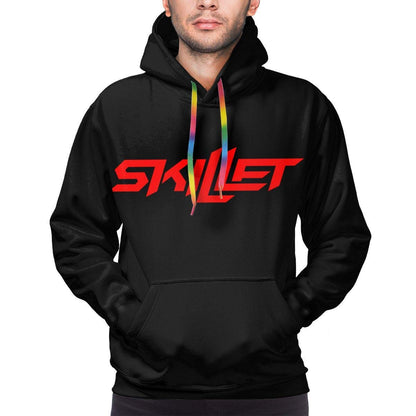 Hooded Sweatshirt Skillet Logo Man 3D Print Pullover Hooded Sweatshirt Hoodies Big Pockets Black