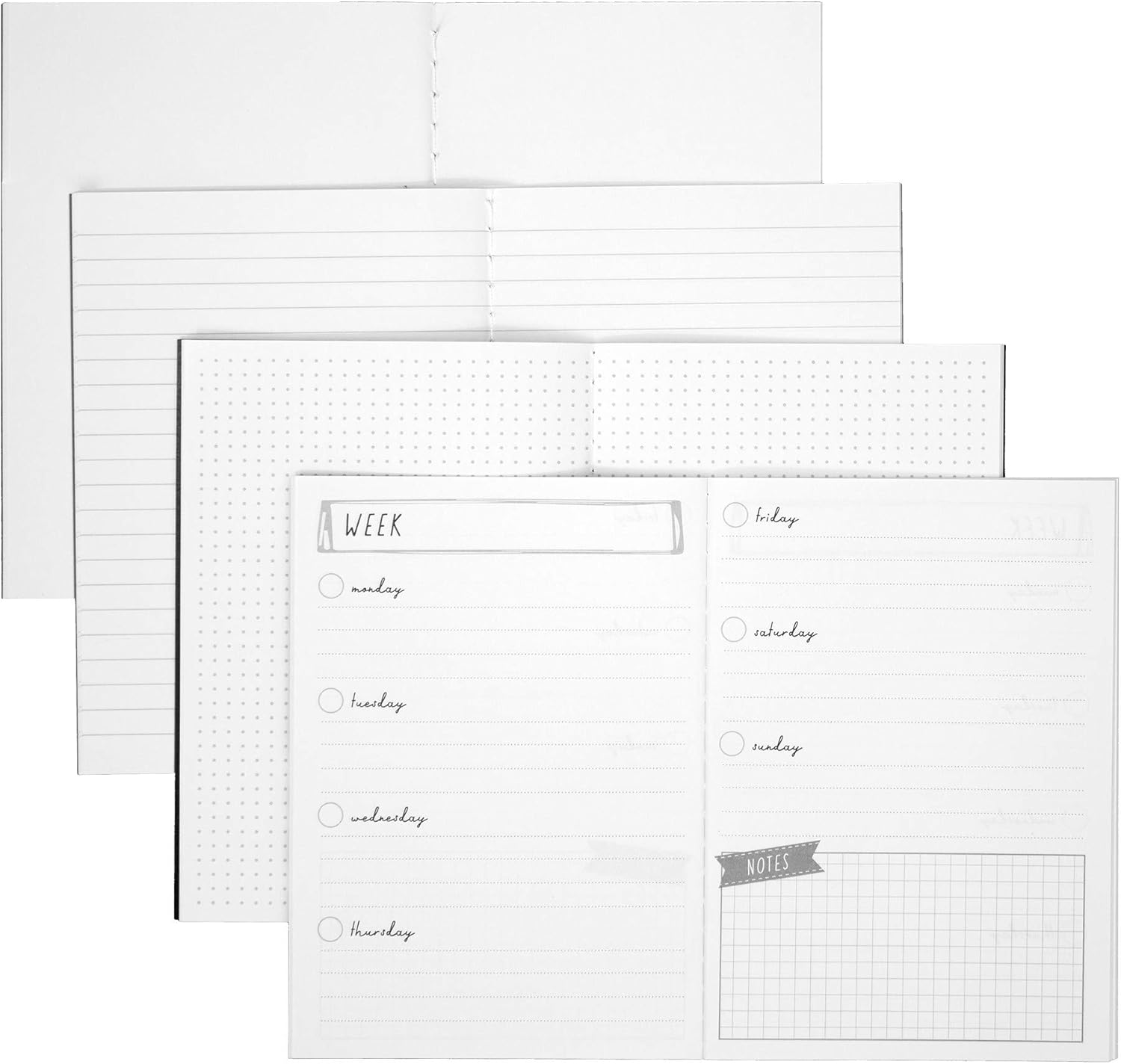 Pukka Pad, Carpe Diem 32 Page A6 4 Pack – Includes Plain, Lined, Dotted, and Planner Notebooks –