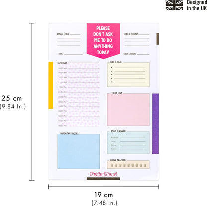 Pukka Pad, Pukka Planet B5 Daily Planner Pad Featuring 100% Recycled Paper with Space for Calls, Emails, Exercise, Goals, to-Go Lists, Notes, and Schedule – 25 x 19cm