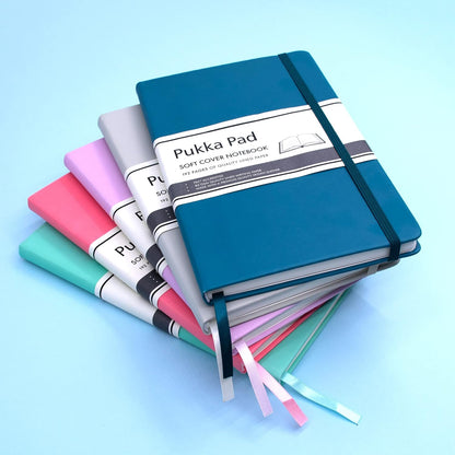 Pukka Pad, Soft Cover Notebook – 192 Pages of 80GSM Acid-Free Lined Paper – Vegan Leather Cover with Inner Pocket, Ribbon Bookmark, and Elasticated Closure – 130 x 210mm