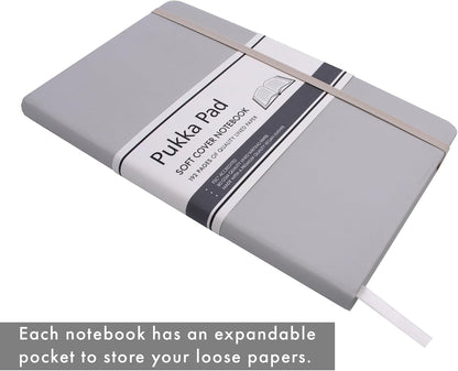 Pukka Pad, Soft Cover Notebook – 192 Pages of 80GSM Acid-Free Lined Paper – Vegan Leather Cover with Inner Pocket, Ribbon Bookmark, and Elasticated Closure – 130 x 210mm