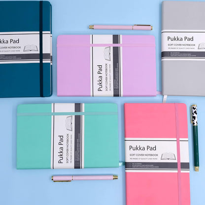 Pukka Pad, Soft Cover Notebook – 192 Pages of 80GSM Acid-Free Quality Lined Paper – Vegan Leather Cover with Inner Pocket for Loose Pages, Ribbon Bookmark, and Elasticated Closure – 130 x 210mm