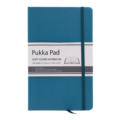 Pukka Pad, Soft Cover Notebook – 192 Pages of 80GSM Acid-Free Quality Lined Paper – Vegan Leather Cover with Inner Pocket for Loose Pages, Ribbon Bookmark, and Elasticated Closure – 130 x 210mm