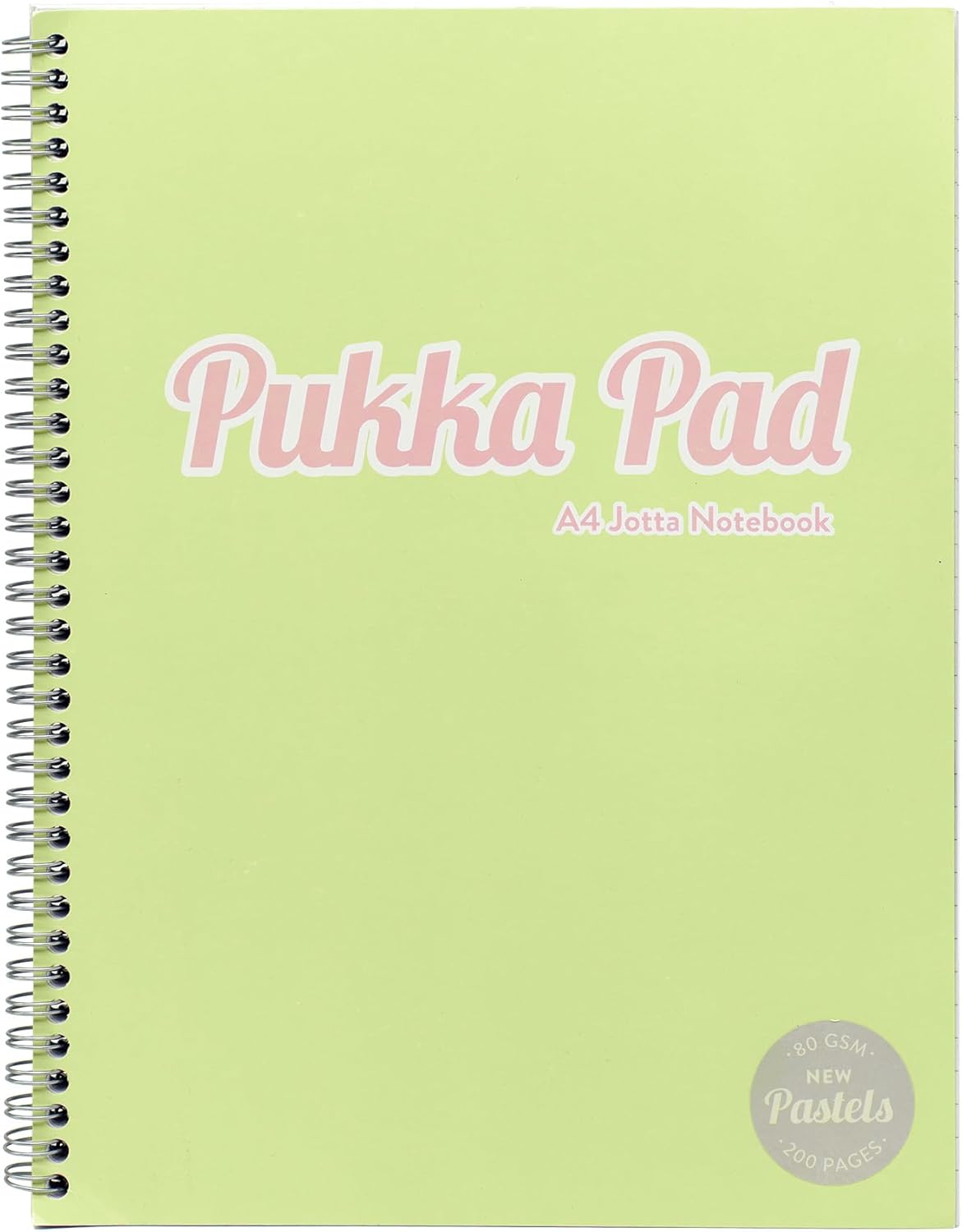Pukka Pad Pastel A4 Jotta Notebooks – Pack of 3 Wirebound Notepads with 200 Pages, 100 Sheets of 80GSM 8mm Feint Ruled Paper and Perforated 4-Hole Punched Margins – Pink, Blue, & Green, 29.7 x 22.4 cm