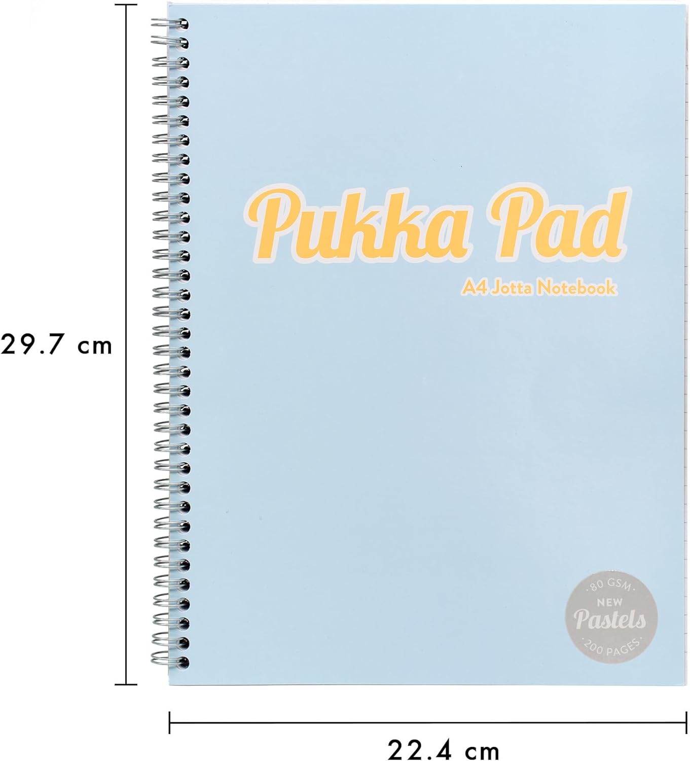 Pukka Pad Pastel A4 Jotta Notebooks – Pack of 3 Wirebound Notepads with 200 Pages, 100 Sheets of 80GSM 8mm Feint Ruled Paper and Perforated 4-Hole Punched Margins – Pink, Blue, & Green, 29.7 x 22.4 cm