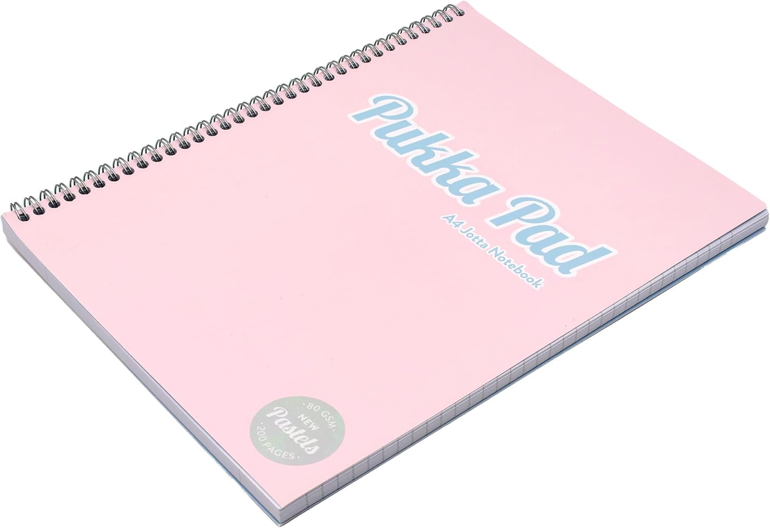 Pukka Pad Pastel A4 Jotta Notebooks – Pack of 3 Wirebound Notepads with 200 Pages, 100 Sheets of 80GSM 8mm Feint Ruled Paper and Perforated 4-Hole Punched Margins – Pink, Blue, & Green, 29.7 x 22.4 cm