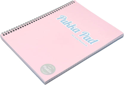 Pukka Pad Pastel A4 Jotta Notebooks – Pack of 3 Wirebound Notepads with 200 Pages, 100 Sheets of 80GSM 8mm Feint Ruled Paper and Perforated 4-Hole Punched Margins – Pink, Blue, & Green, 29.7 x 22.4 cm