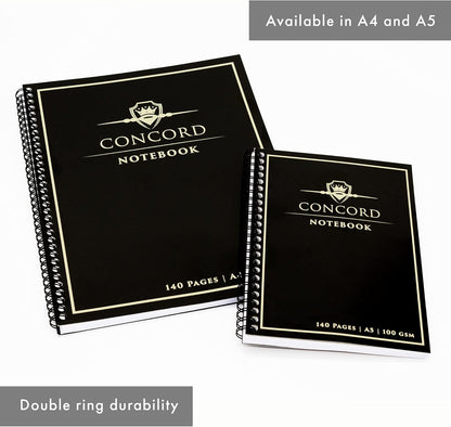 Pukka Pad, Concord 5-Pack A5 Wirebound Jotta Notebook - 140 Pages - Black, 14.8 x 21cm
