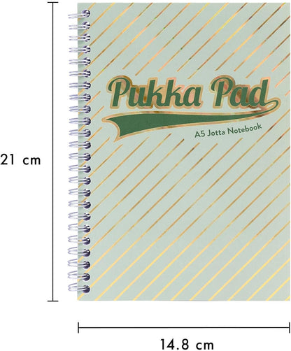 Pukka Pad Haze Jotta Cuaderno A5, paquete de 3 blocs de notas encuadernados con alambre con 200 páginas, 100 hojas de papel rayado de 80 g/m² de 8 mm, 4 agujeros perforados para notas escolares