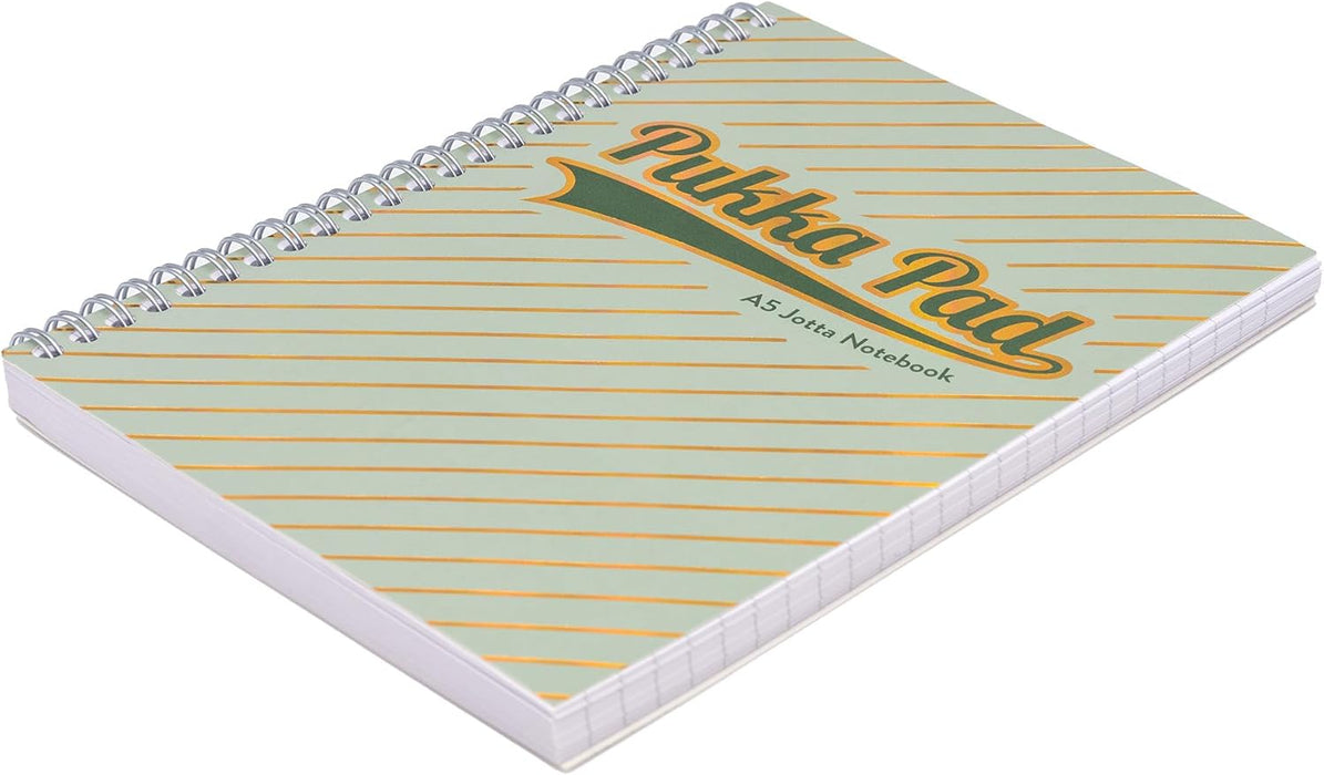 Pukka Pad Haze Jotta Cuaderno A5, paquete de 3 blocs de notas encuadernados con alambre con 200 páginas, 100 hojas de papel rayado de 80 g/m² de 8 mm, 4 agujeros perforados para notas escolares