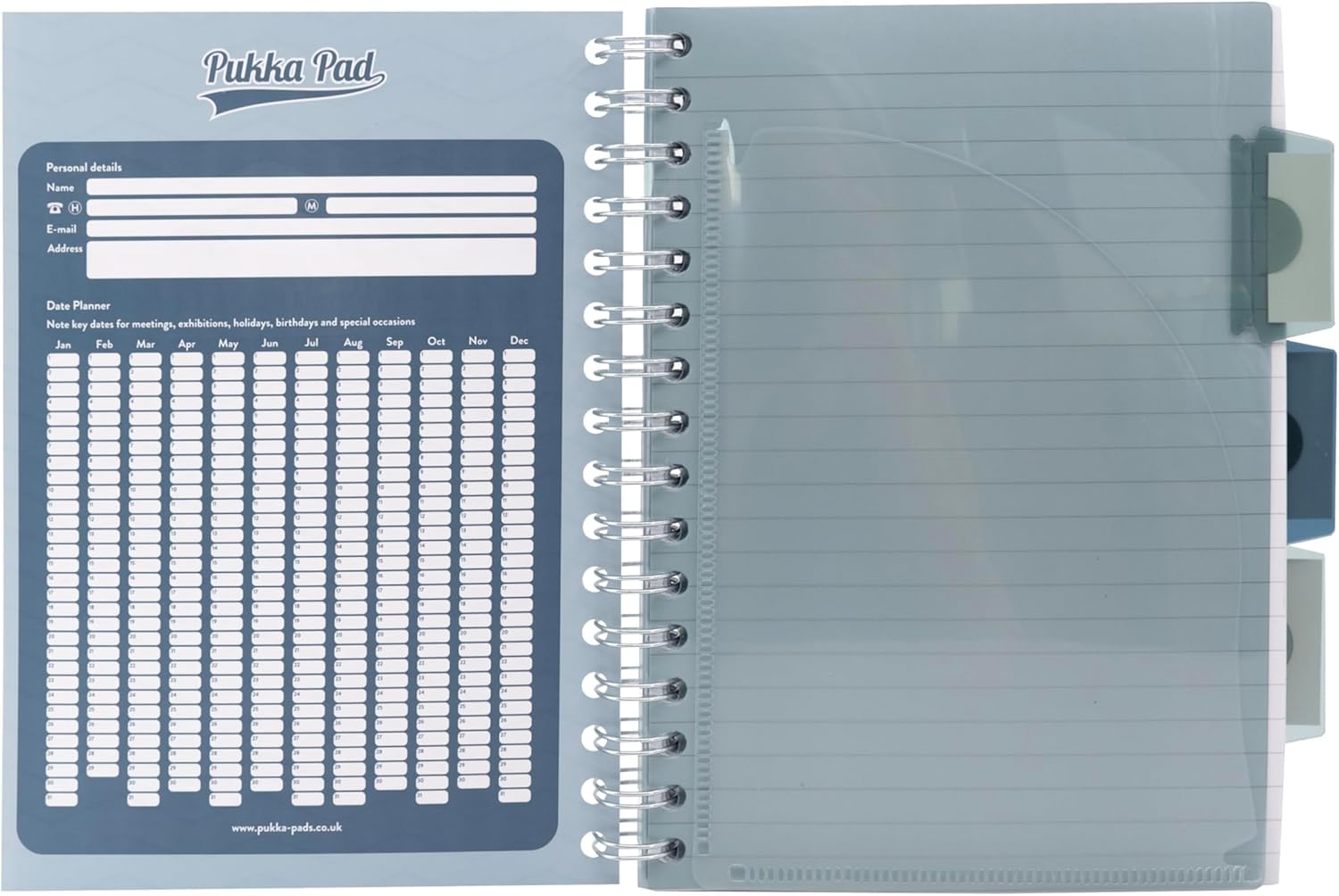 Pukka Pad Haze A5 Project Book – Pack of 3 Wirebound Notebooks with 5 Repositionable Dividers with Storage Pockets and Tabs for Organisation and Personalisation – 200 Pages, 100 Sheets of 80GSM Paper