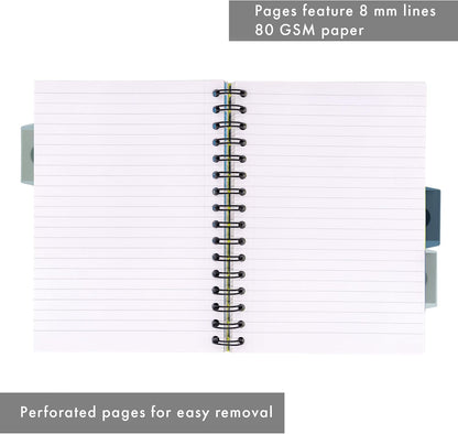 Pukka Pad Haze A5 Project Book – Pack of 3 Wirebound Notebooks with 5 Repositionable Dividers with Storage Pockets and Tabs for Organisation and Personalisation – 200 Pages, 100 Sheets of 80GSM Paper