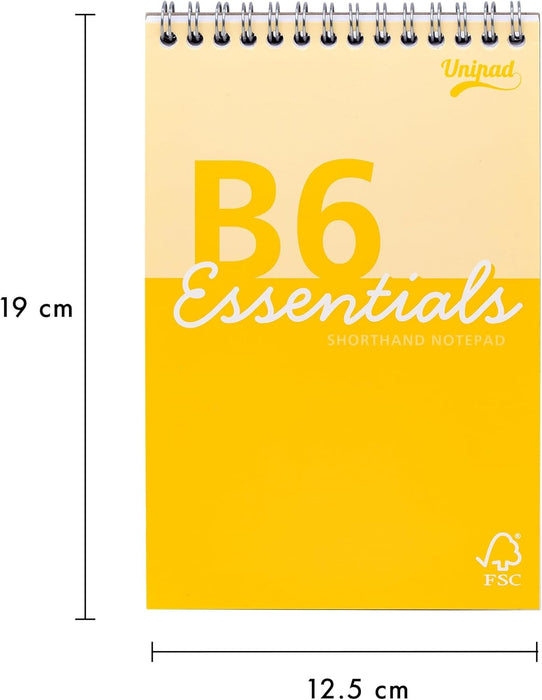 Pukka Pad Essentials B6 Shorthand Notebook – Pack of 4 Top Wire-Bound Notepads in Assorted Green & Yellow – 160 Pages, 80 Sheets of FSC 60GSM Lined Paper with Page Perforation
