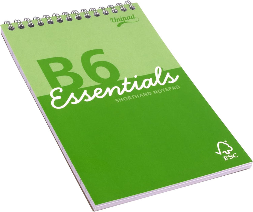 Pukka Pad Essentials B6 Shorthand Notebook – Pack of 4 Top Wire-Bound Notepads in Assorted Green & Yellow – 160 Pages, 80 Sheets of FSC 60GSM Lined Paper with Page Perforation