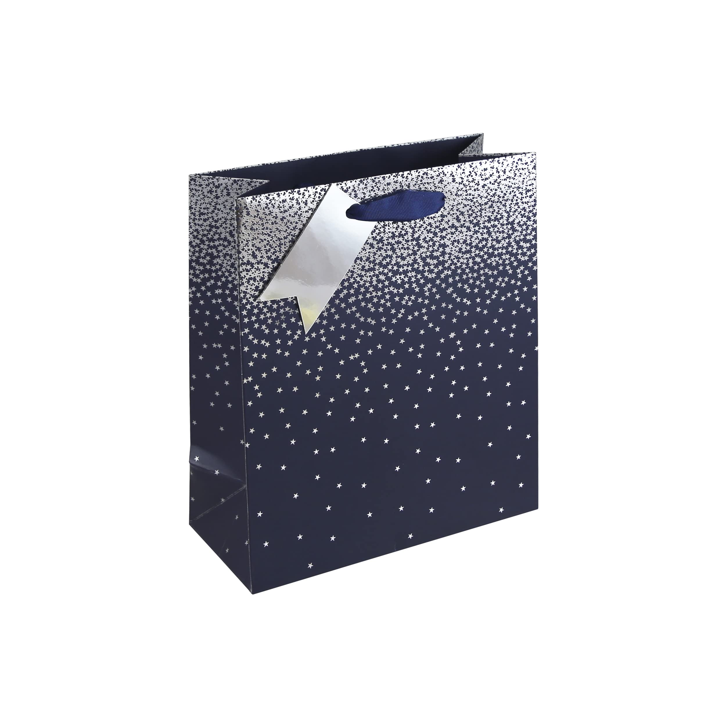 Eurowrap Navy Ombre Birthday Occasions Gift Bag with Silver Tag (Medium Bag Blue