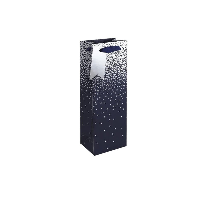 Clairefontaine 30864-4Cpack Set of 6 Excellia Gift Bags Bottle Size 12.7 x 9 x 35.5 cm 210 g Silver Star on Silver Background Gift Packaging Bottle