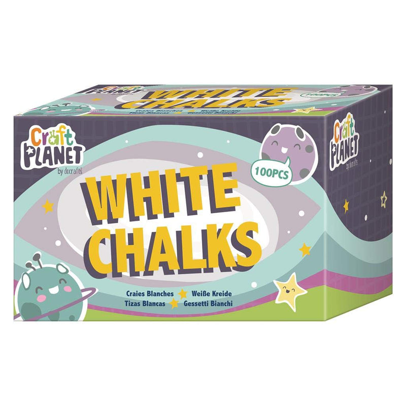 Craft Planet Standard Chalk, White, Pack Of 100, Art & Craft Fun For Kids, Drawing, Pavement, Playground, School, Home, Garden, Games, Paper, Art, Doodling