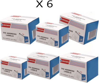 GoSecure Self Adhesive Address Labels (6 Packs of 250
