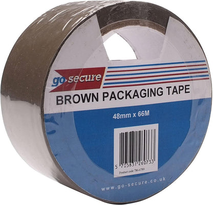 GoSecure Packaging Tape 50mmx66m Brown (Pack of 6