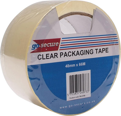 GoSecure Packaging Tape 50mmx66m Clear (Pack of 6