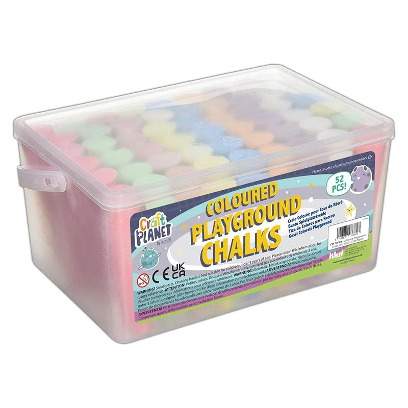 Craft Planet Playground Chalk, Multicoloured, Pack Of 52, Art & Craft Fun For Kids, Drawing, Pavement, Playground, School, Home, Garden, Games, Paper