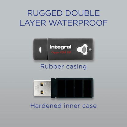 Integral 8GB Crypto-197 256-Bit Hardware Encrypted 3.0 USB Secure Flash Memory Drive - Certified to FIPS 197, Protection & Rugged Double-layer Waterproof Design XTS- AES