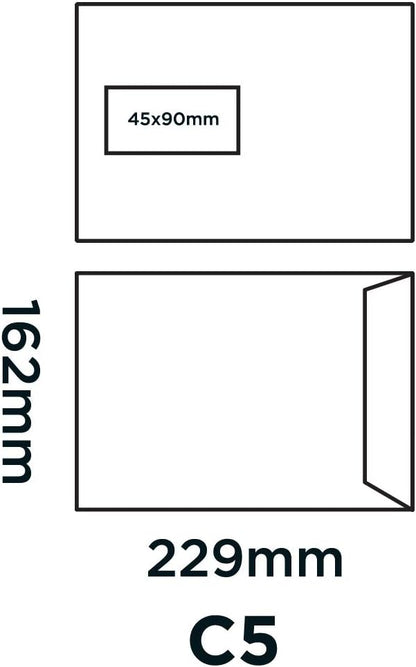 Blake Purely Everyday C5 229 x 162 mm 100 gsm Pocket Peel & Seal Window Envelopes (23084/100 PR) White - Pack of 100
