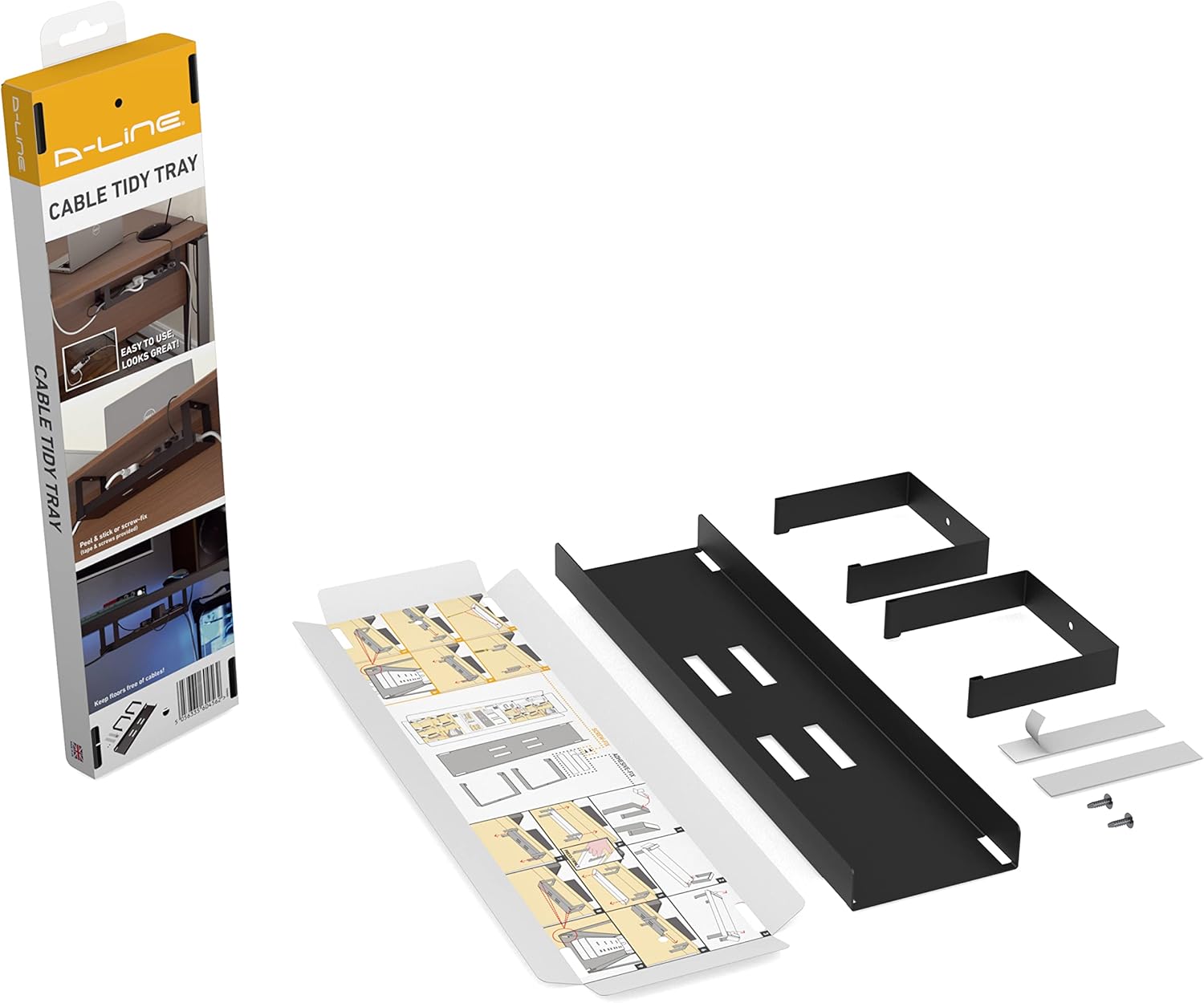 D-Line Desk Cable Tray Steel Black