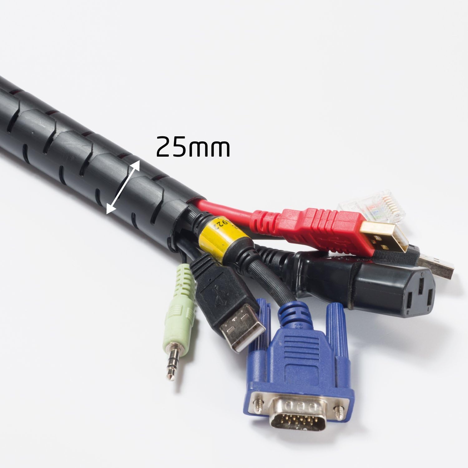 D-Line CZ252.5B Sleeve, TV Management Solution, Wire Tidy to Hide Organise & Protect Cables-2.5m Length, 25mm Outer Diameter-Black