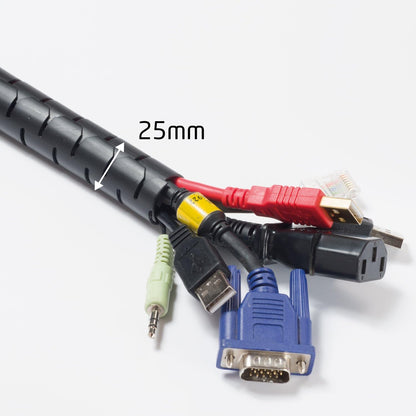 D-Line CZ252.5B Sleeve, TV Management Solution, Wire Tidy to Hide Organise & Protect Cables-2.5m Length, 25mm Outer Diameter-Black