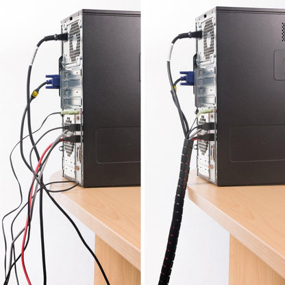 D-Line CZ252.5B Sleeve, TV Management Solution, Wire Tidy to Hide Organise & Protect Cables-2.5m Length, 25mm Outer Diameter-Black