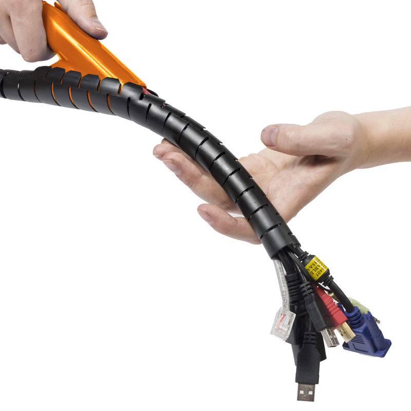 D-Line CZ252.5B Sleeve, TV Management Solution, Wire Tidy to Hide Organise & Protect Cables-2.5m Length, 25mm Outer Diameter-Black