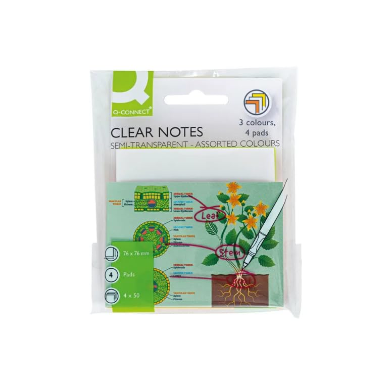 Q-Connect Clear Notes 76x76mm Semi-Transparent Assorted (Pack of 4
