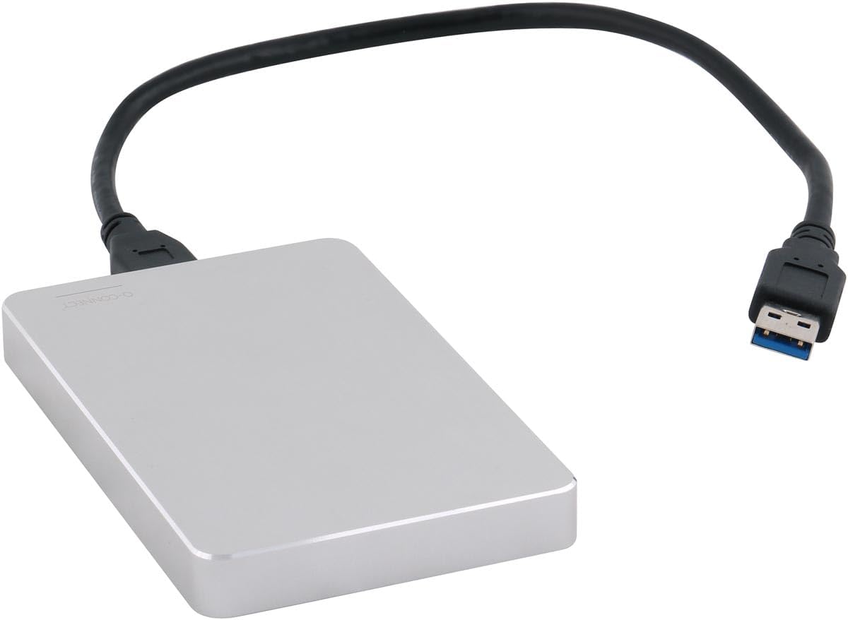 Q-Connect Portable External Hard Drive 1TB with USB Cable Silver