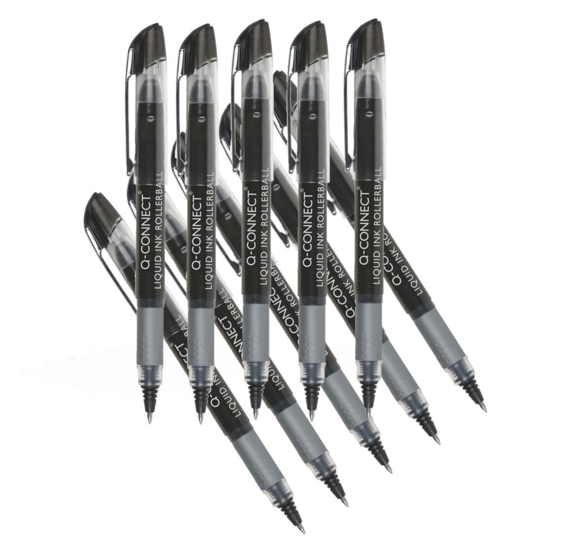 Q-Connect Liquid Ink Rollerball Pen Fine Black (Pack of 10