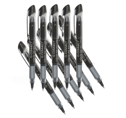Q-Connect Liquid Ink Rollerball Pen Fine Black (Pack of 10