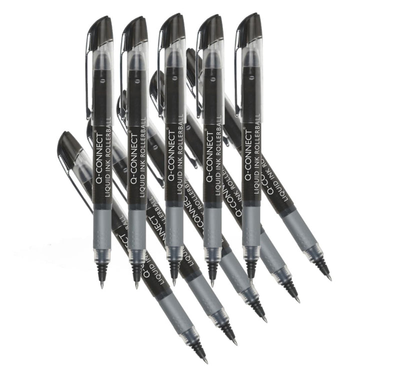 Q-Connect Liquid Ink Rollerball Pen Fine Black (Pack of 10