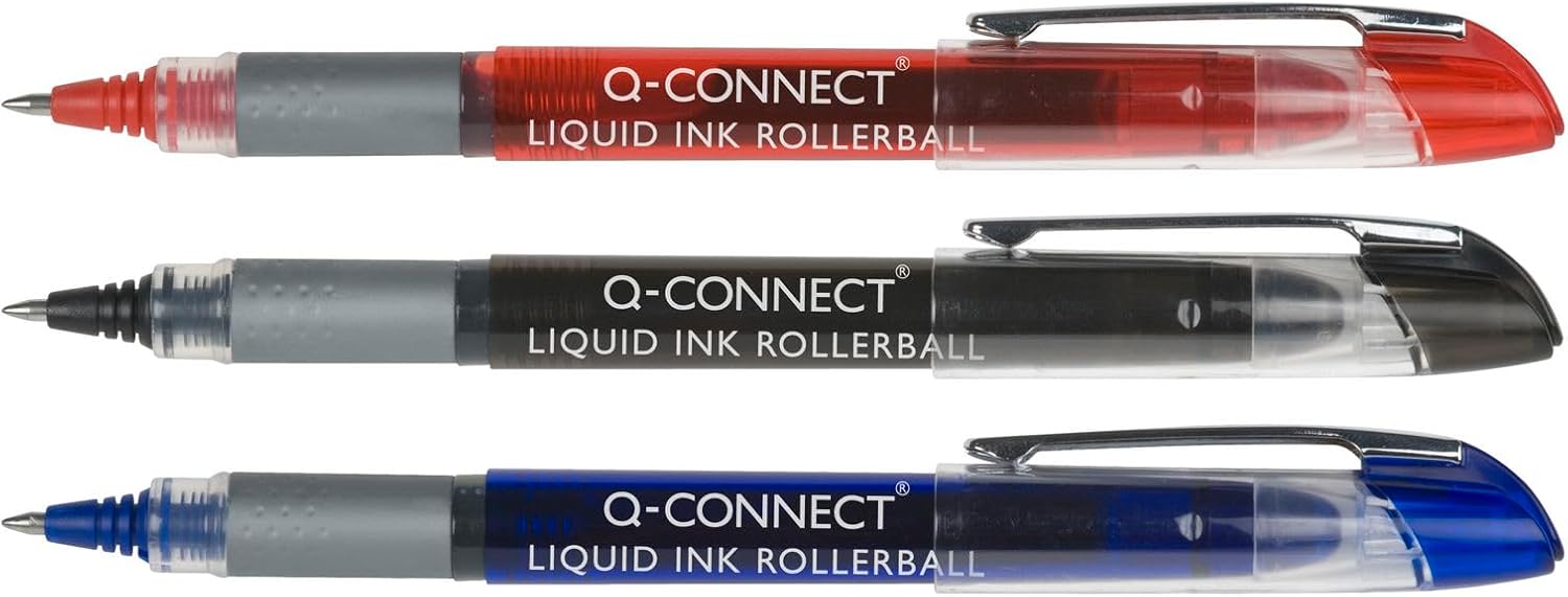 Q-Connect Liquid Ink Rollerball Pen Fine Black (Pack of 10