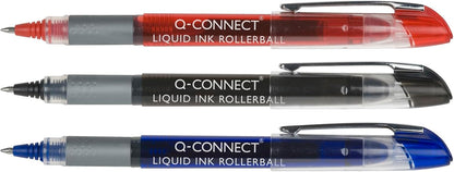 Q-Connect Liquid Ink Rollerball Pen Fine Black (Pack of 10