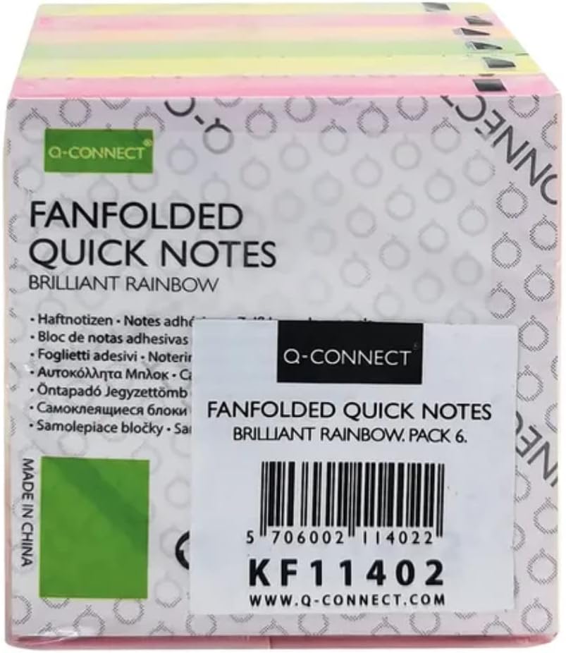 Q-Connect Fanfold Notes Assorted (Pack of 6) 48201030