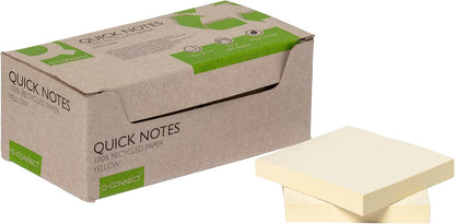 Q-Connect Recycled Notes 76x76mm Yellow (Pack of 12) KF17321