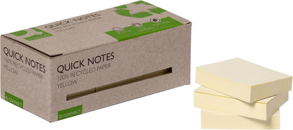 Q-Connect Recycled Notes 38x51mm Yellow (Pack of 12) KF17323