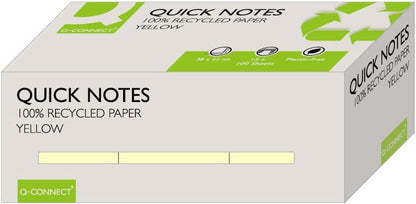 Q-Connect Recycled Notes 38x51mm Yellow (Pack of 12) KF17323