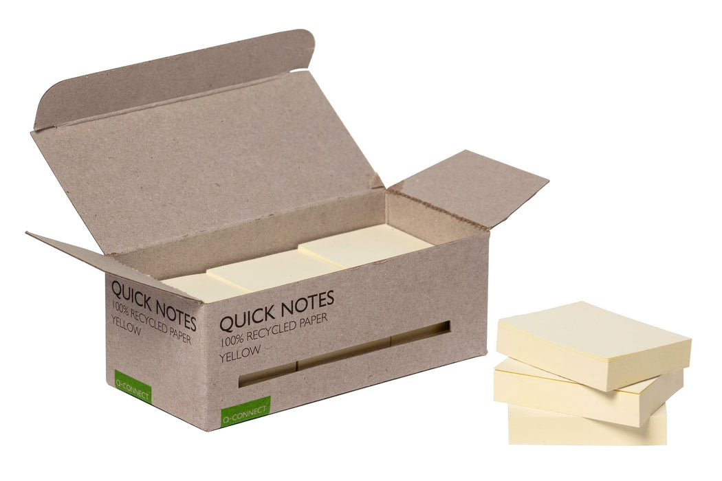 Q-Connect Recycled Notes 38x51mm Yellow (Pack of 12) KF17323