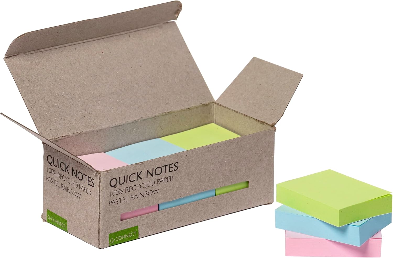 Q-Connect Recycled Notes 38x51mm Pastel Rainbow (Pack of 12) KF17326