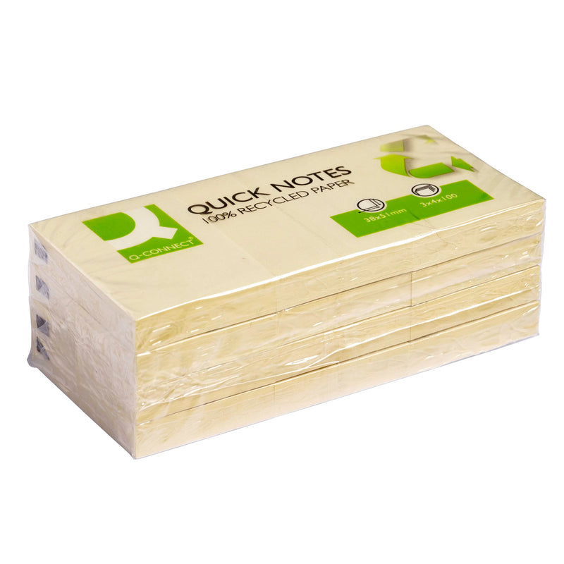 Q-Connect Quick Notes Recycled 38x51mm Yellow (Pack of 12) KF22367