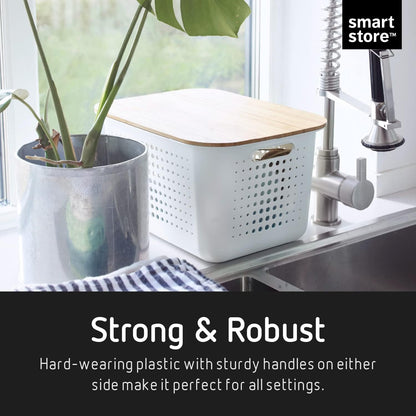 SmartStore 13L Recycled Plastic Storage Basket with handles - Taupe - Stackable and Nestable - 10 Year Guarantee - BPA Free - Medium basket - L37 x W28 x H20 cm