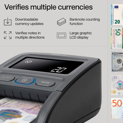 Safescan 155-S Automatic Counterfeit Money Detector that Quickly Verifies Banknotes - Money Machine with 7-Point Detection - 100 Percentage Accurate Money Checker Machine