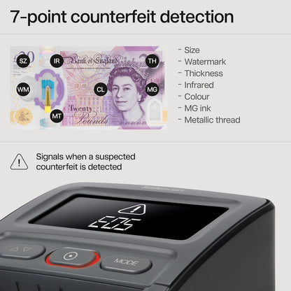 Safescan 155-S Automatic Counterfeit Money Detector that Quickly Verifies Banknotes - Money Machine with 7-Point Detection - 100 Percentage Accurate Money Checker Machine