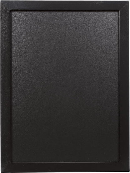 Securit Woody Black Chalkboard Set with Chalkboard Markers, 30 x 40cm Hanging Blackboard, Memo Board, Wipeable Blackboard with Chalk Pen for Office, Kitchen or Weddings